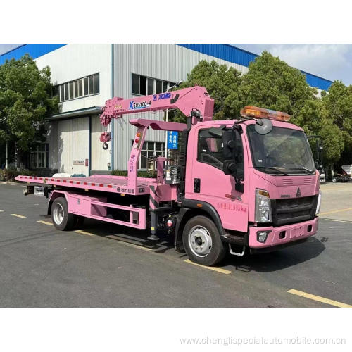 SINOTRUCK HOWO Flatbed Wrecker Truck With Crane